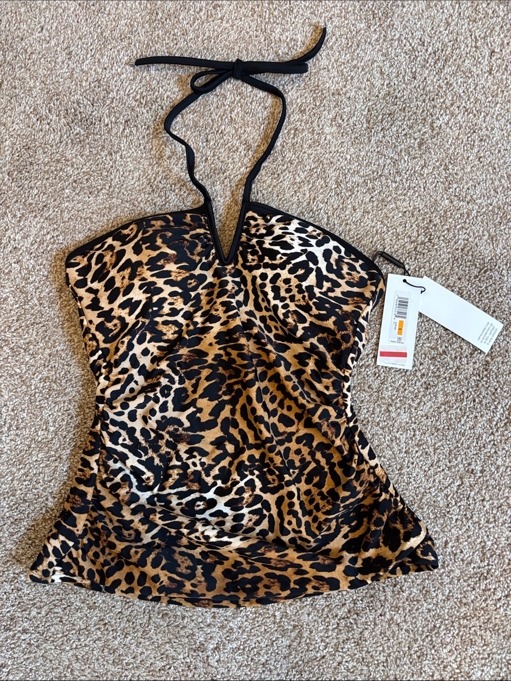 Calvin Klein Swimwear Leopard Halter - Brown/Black